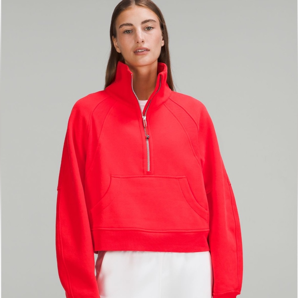 Lululemon Oversized Scuba Half Zip Funnel Neck in Carnation Red